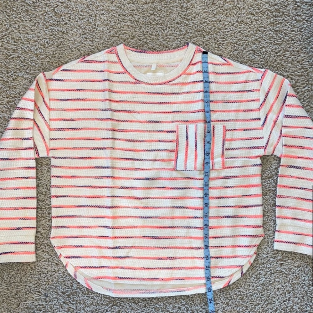 Lou & Grey Cream and Coral Striped Long Sleeve Top- shorts NOT included - Picture 4 of 6